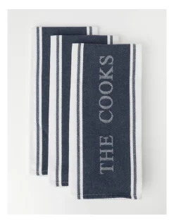Best deal 🔔 The Cooks Collective Chefs Logo Tea Towel 3 Pack Blue 🥰